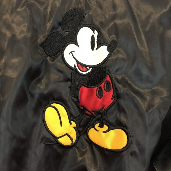 Vintage Disney Wear Mickey Mouse Letterman Jacket Black Satin Made In USA Size L - Picture 11 of 11